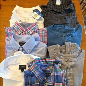 Ralph Lauren Gap Nautica Old Navy Chaps BUNDLE of Boys Plaid and Solid Shirts